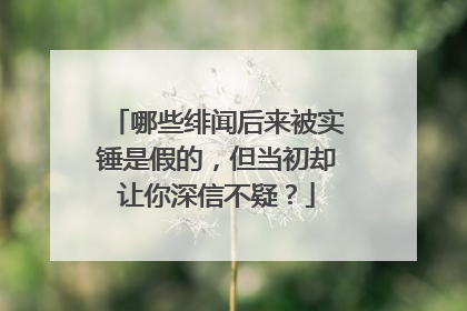 哪些绯闻后来被实锤是假的,但当初却让你深信不疑?