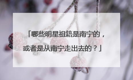 哪些明星祖籍是南宁的，或者是从南宁走出去的？