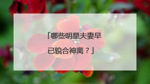 哪些明星夫妻早已貌合神离？