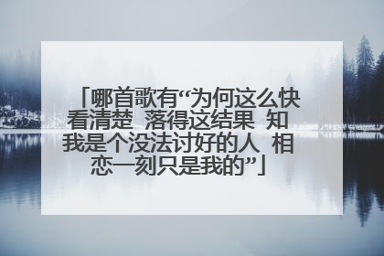 哪首歌有“为何这么快看清楚 落得这结果 知我是个没法讨好的人 相恋一刻只是我的”