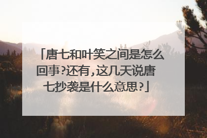 唐七和叶笑之间是怎么回事?还有,这几天说唐七抄袭是什么意思?