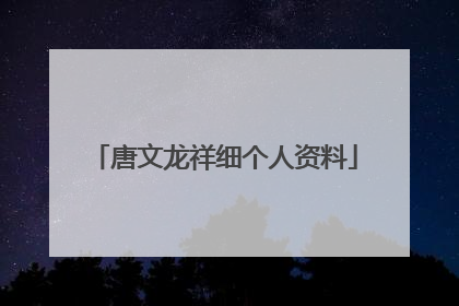 唐文龙祥细个人资料