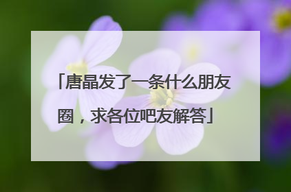 唐晶发了一条什么朋友圈,求各位吧友解答