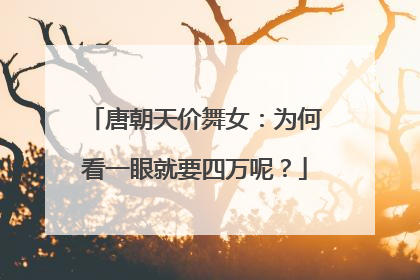 唐朝天价舞女：为何看一眼就要四万呢？