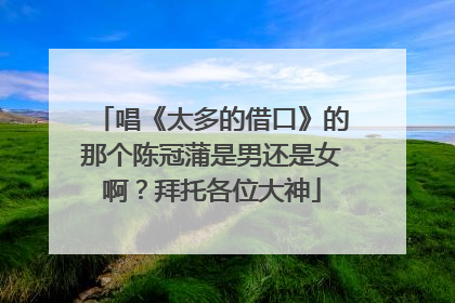 唱《太多的借口》的那个陈冠蒲是男还是女啊?拜托各位大神