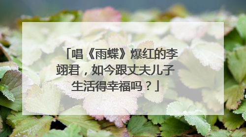 唱《雨蝶》爆红的李翊君，如今跟丈夫儿子生活得幸福吗？