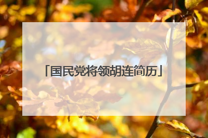 国民党将领胡连简历