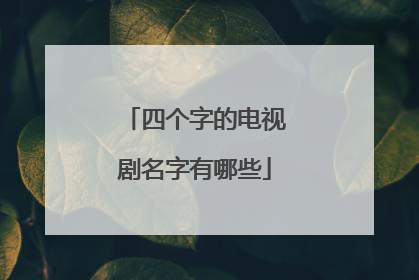 四个字的电视剧名字有哪些