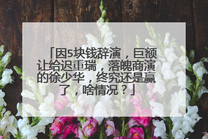 因5块钱辞演,巨额让给迟重瑞,落魄商演的徐少华,终究还是赢了,啥情况?