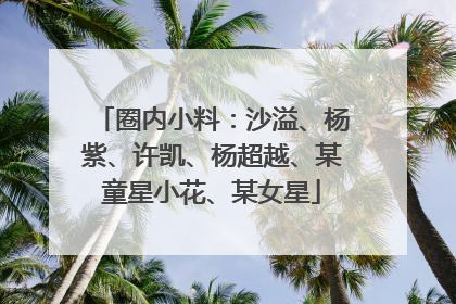 圈内小料：沙溢、杨紫、许凯、杨超越、某童星小花、某女星