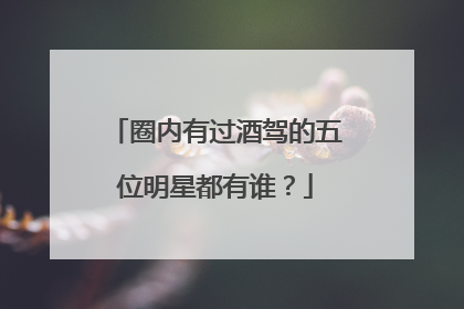 圈内有过酒驾的五位明星都有谁?