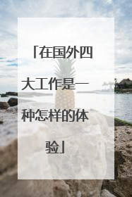 在国外四大工作是一种怎样的体验