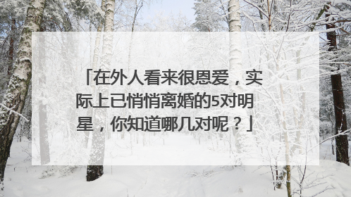 在外人看来很恩爱,实际上已悄悄离婚的5对明星,你知道哪几对呢?