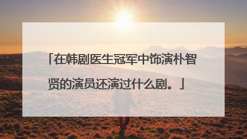 在韩剧医生冠军中饰演朴智贤的演员还演过什么剧。