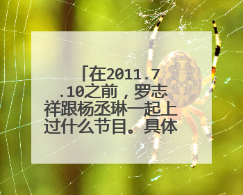 在2011.7.10之前,罗志祥跟杨丞琳一起上过什么节目。具体。谢了。