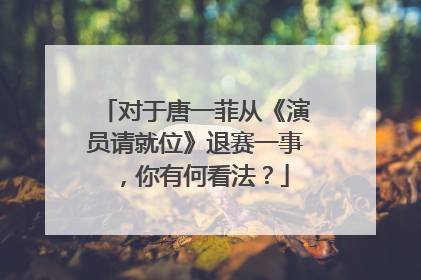 对于唐一菲从《演员请就位》退赛一事,你有何看法?