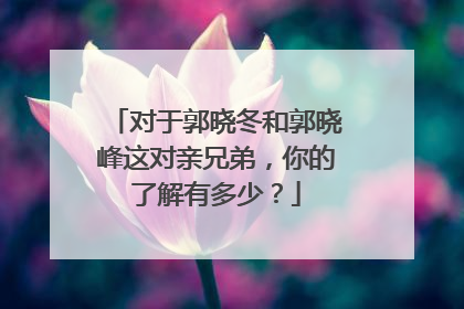 对于郭晓冬和郭晓峰这对亲兄弟,你的了解有多少?