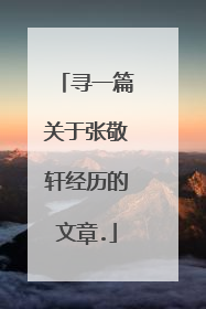 寻一篇关于张敬轩经历的文章.