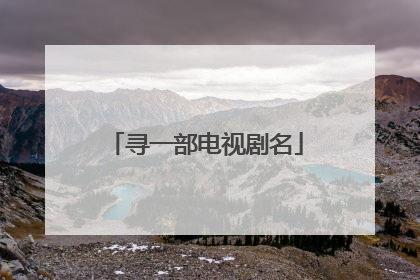 寻一部电视剧名