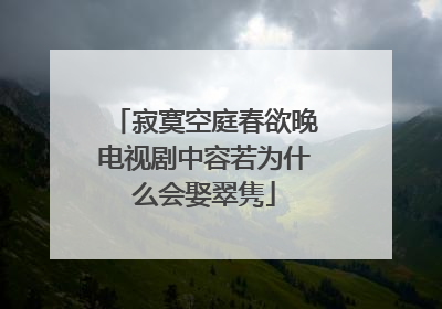 寂寞空庭春欲晚电视剧中容若为什么会娶翠隽
