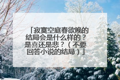 寂寞空庭春欲晚的结局会是什么样的?是喜还是悲?(不要回答小说的结局)