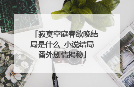 寂寞空庭春欲晚结局是什么 小说结局番外剧情揭秘