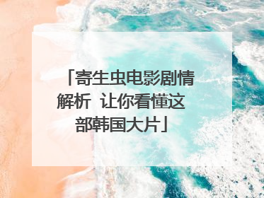 寄生虫电影剧情解析 让你看懂这部韩国大片