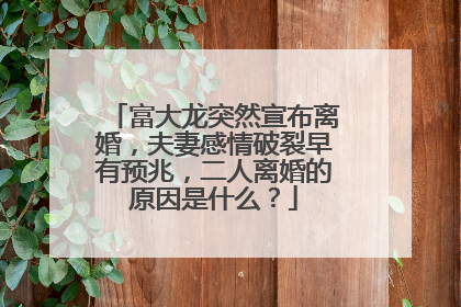 富大龙突然宣布离婚，夫妻感情破裂早有预兆，二人离婚的原因是什么？