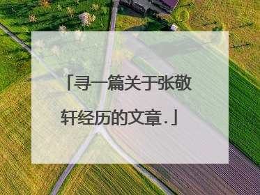 寻一篇关于张敬轩经历的文章.