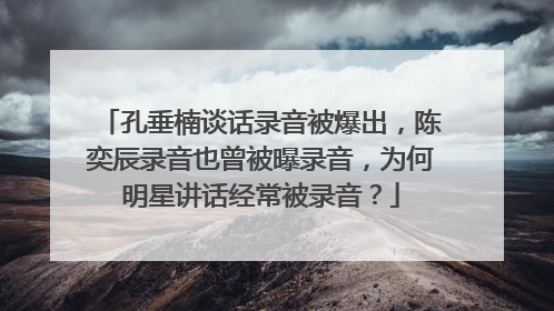 孔垂楠谈话录音被爆出,陈奕辰录音也曾被曝录音,为何明星讲话经常被录音?