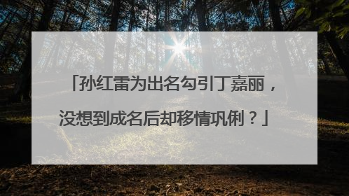 孙红雷为出名勾引丁嘉丽,没想到成名后却移情巩俐?