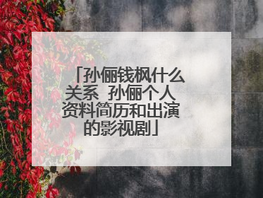 孙俪钱枫什么关系 孙俪个人资料简历和出演的影视剧