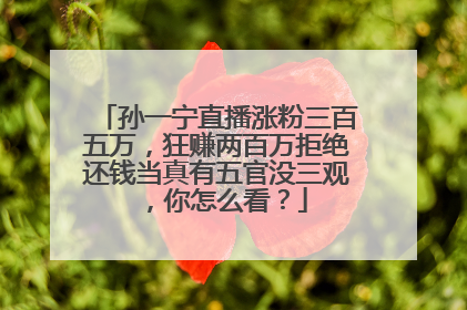 孙一宁直播涨粉三百五万，狂赚两百万拒绝还钱当真有五官没三观，你怎么看？
