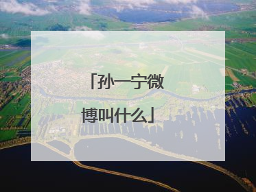 孙一宁微博叫什么