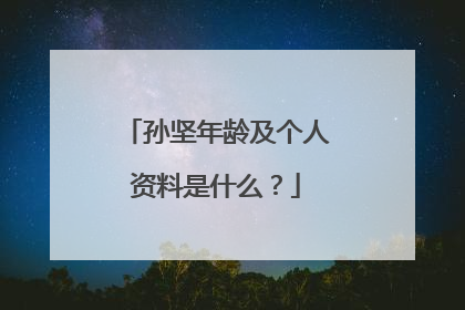 孙坚年龄及个人资料是什么？