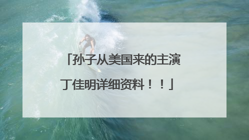 孙子从美国来的主演丁佳明详细资料！！