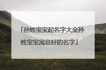 孙姓宝宝起名字大全孙姓宝宝寓意好的名字