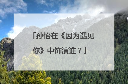 孙怡在《因为遇见你》中饰演谁?