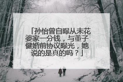 孙怡曾自曝从未花婆家一分钱,与董子健婚前协议曝光,她说的是真的吗?