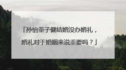 孙怡董子健结婚没办婚礼, 婚礼对于婚姻来说重要吗?