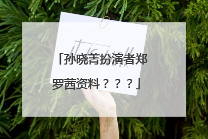 孙晓菁扮演者郑罗茜资料？？？