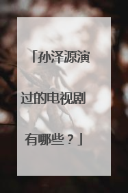 孙泽源演过的电视剧有哪些?