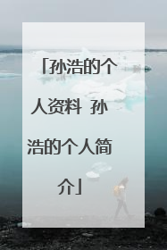 孙浩的个人资料 孙浩的个人简介