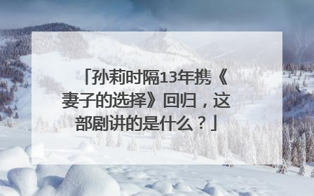孙莉时隔13年携《妻子的选择》回归，这部剧讲的是什么？