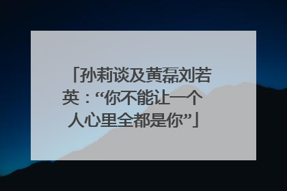 孙莉谈及黄磊刘若英:“你不能让一个人心里全都是你”