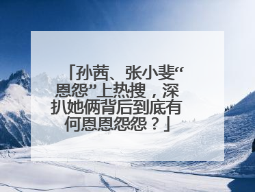 孙茜、张小斐“恩怨”上热搜，深扒她俩背后到底有何恩恩怨怨？