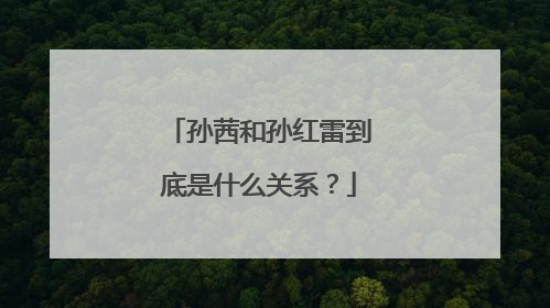 孙茜和孙红雷到底是什么关系?