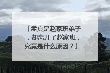 孟真是赵家班弟子，却离开了赵家班，究竟是什么原因？