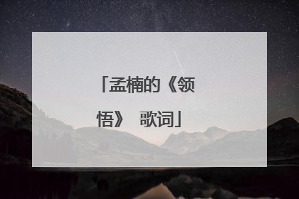 孟楠的《领悟》 歌词