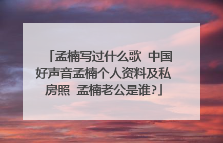 孟楠写过什么歌 中国好声音孟楠个人资料及私房照 孟楠老公是谁?